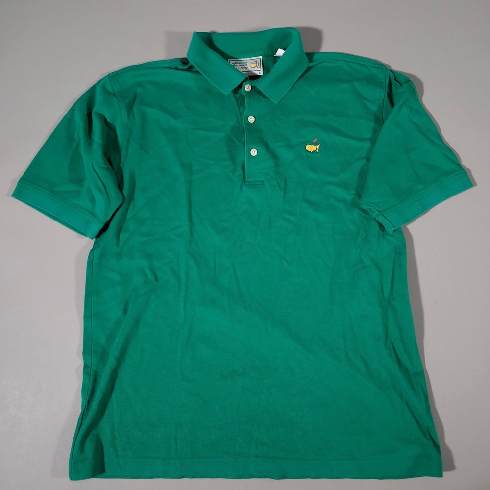 Augusta National Golf Shop Polo Mens L Green Masters Logo Mercerized Cotton